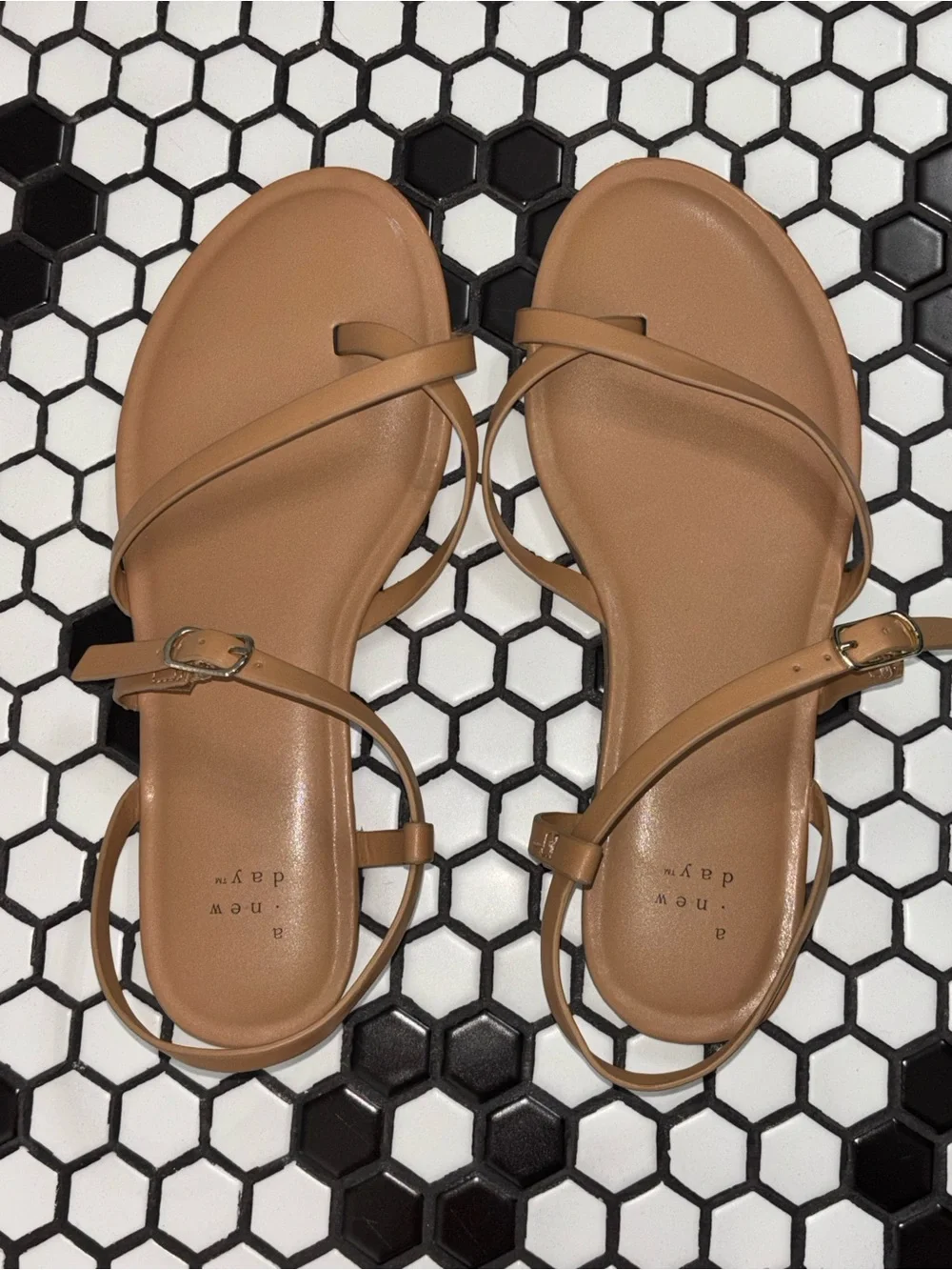 a new day Tan Strappy Flat Sandals